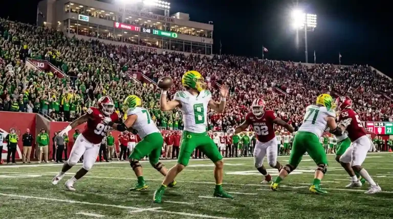 Oregon Ducks Football versus Indiana Hoosiers Football Match Player Stats 